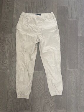 Zara Cream Elastic-Waist Jogger Pants